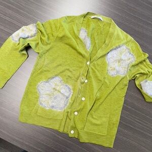 Samantha Sung Hand Drawn Hand Printed Silk/Cashmere Peony Cardigan
